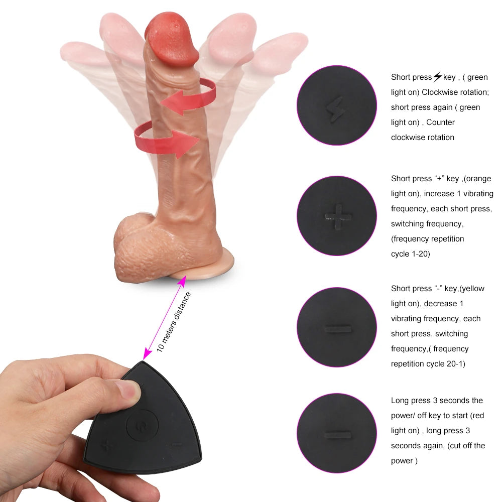 Shequ Bronte Rotating Dildo 20.5 Cm Kemerli Dönebilen Realistik Penis