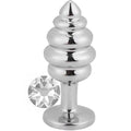 Erox Silver Small Beyaz Taşlı Boğumlu Anal Alıştırıcı Metal Plug