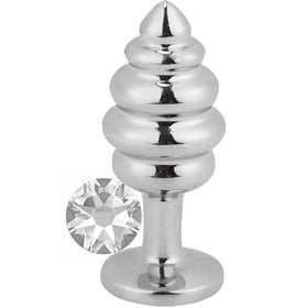 Erox Silver Small Beyaz Taşlı Boğumlu Anal Alıştırıcı Metal Plug