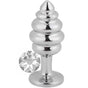 Erox Silver Small Beyaz Taşlı Boğumlu Anal Alıştırıcı Metal Plug