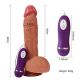 Shequ Dildo Series Buru Çift Katmanlı 22 Cm Titreşimli Realistik Penis