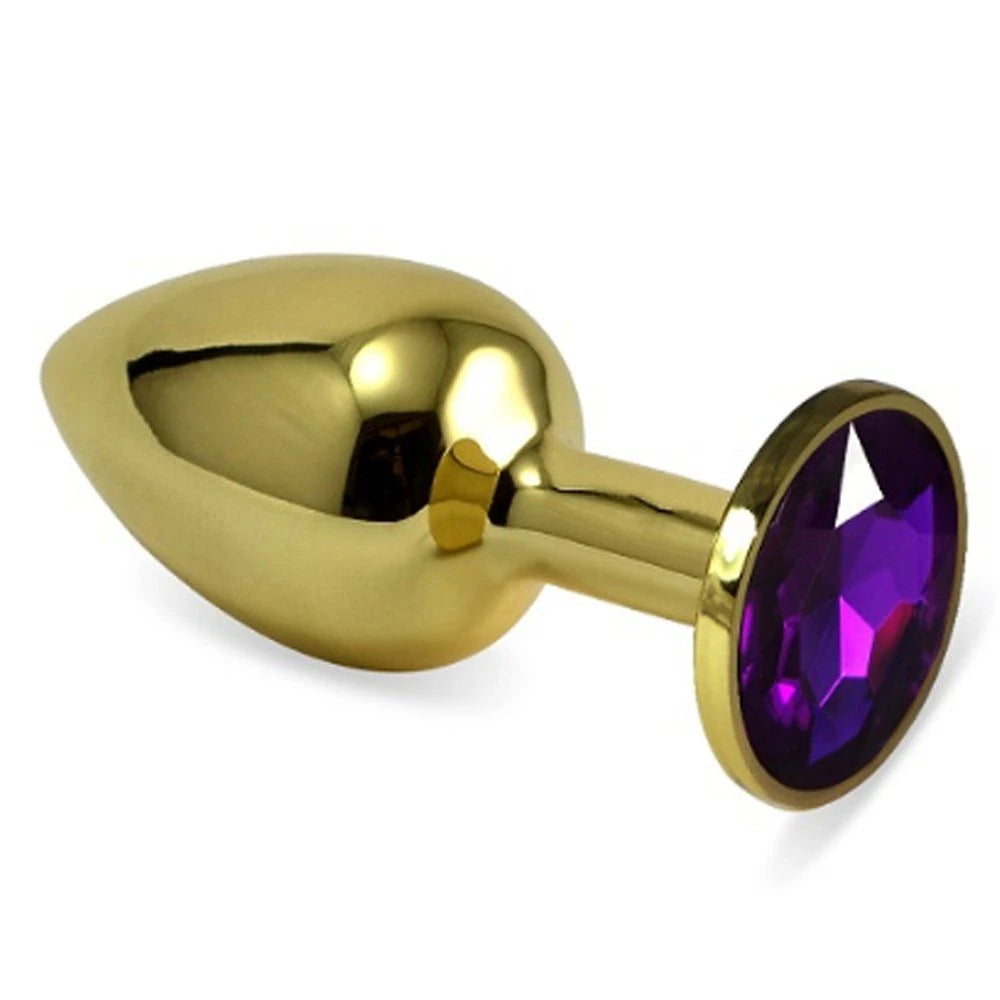 Erox Gold Medium Mor Kristal Taşlı Metal Anal Plug