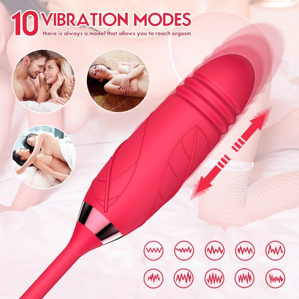 Erox Rose Emiş Güçlü ve İleri Geri Hareketli Gül Vibratör