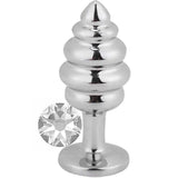 Erox Silver Medium Beyaz Taşlı Boğumlu Metal Plug