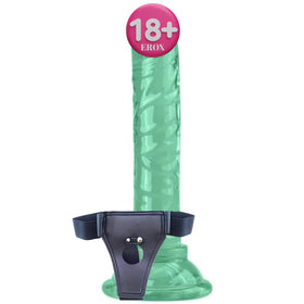 Erox Jelly Strap-On 14.5 cm Balden Bağlamalı Realistik Penis-Green