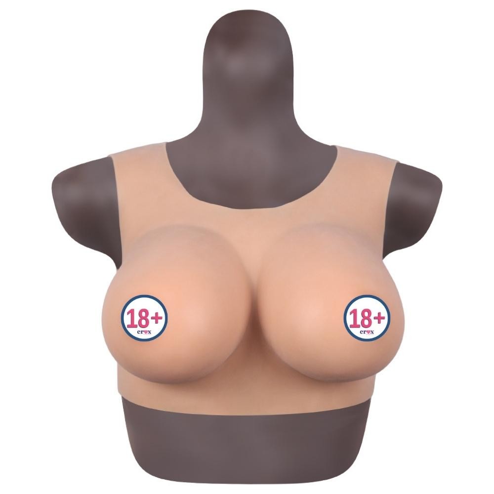 Bodysuit Crossdresser Brown Askılı Giyilebilir Silikon Göğüs L Beden