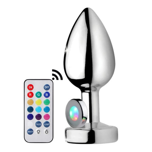 Erox Remote Control Uzaktan Kumandalı Led Işıklı Metal Anal Plug Large