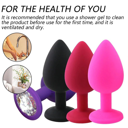 Erox Safe Body Black Silicone Large Mavi Taşlı Silikon Anal Plug