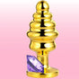 Erox The Anal Play Gold Ribbed Mor Taşlı Boğumlu Metal Anal Plug-Small