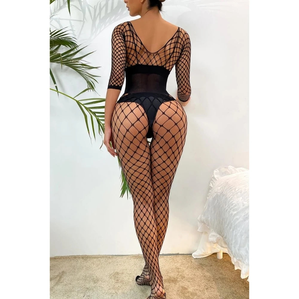 Erox She Fantasy Wear Dekolteli Seksi Siyah Vücut Çorabı