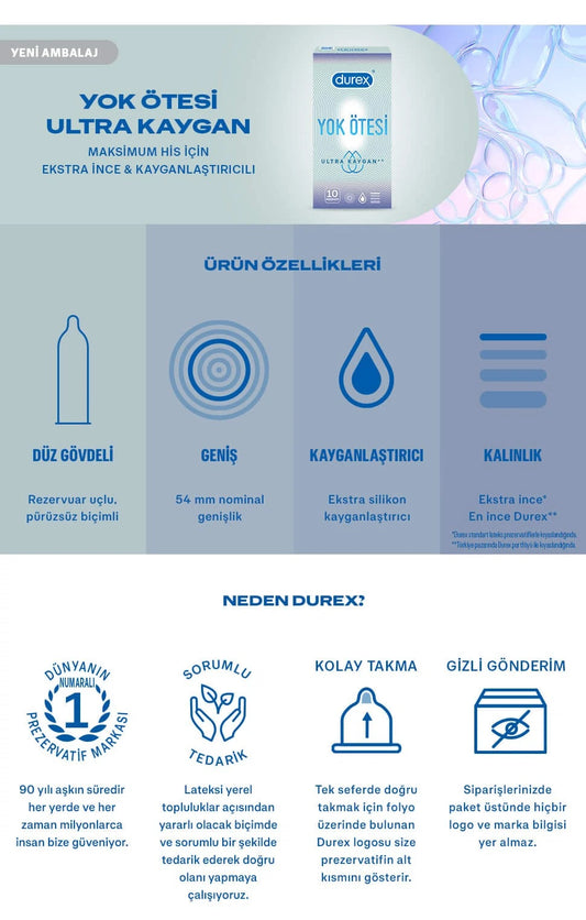Durex Yok Ötesi Ultra Kaygan 10'lu Prezervatif