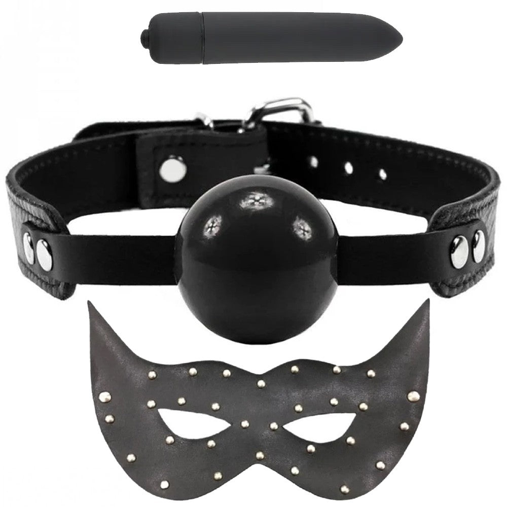 Erox Fetish Game Master Ball Gag Ağız Topu Vibratörlü Set-Siyah