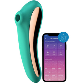 Satisfyer Dual Kiss Telefon Kontrollü Emiş Güçlü Vibratör-Green