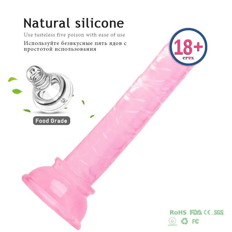 Erox Jelly Strap-On 14.5 cm Belden Bağlamalı Realistik Penis-Pink