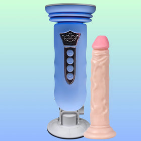 Erox Suction Cup Sex Machine Realistik Penis Uyumlu Seks Makinesi-Blue