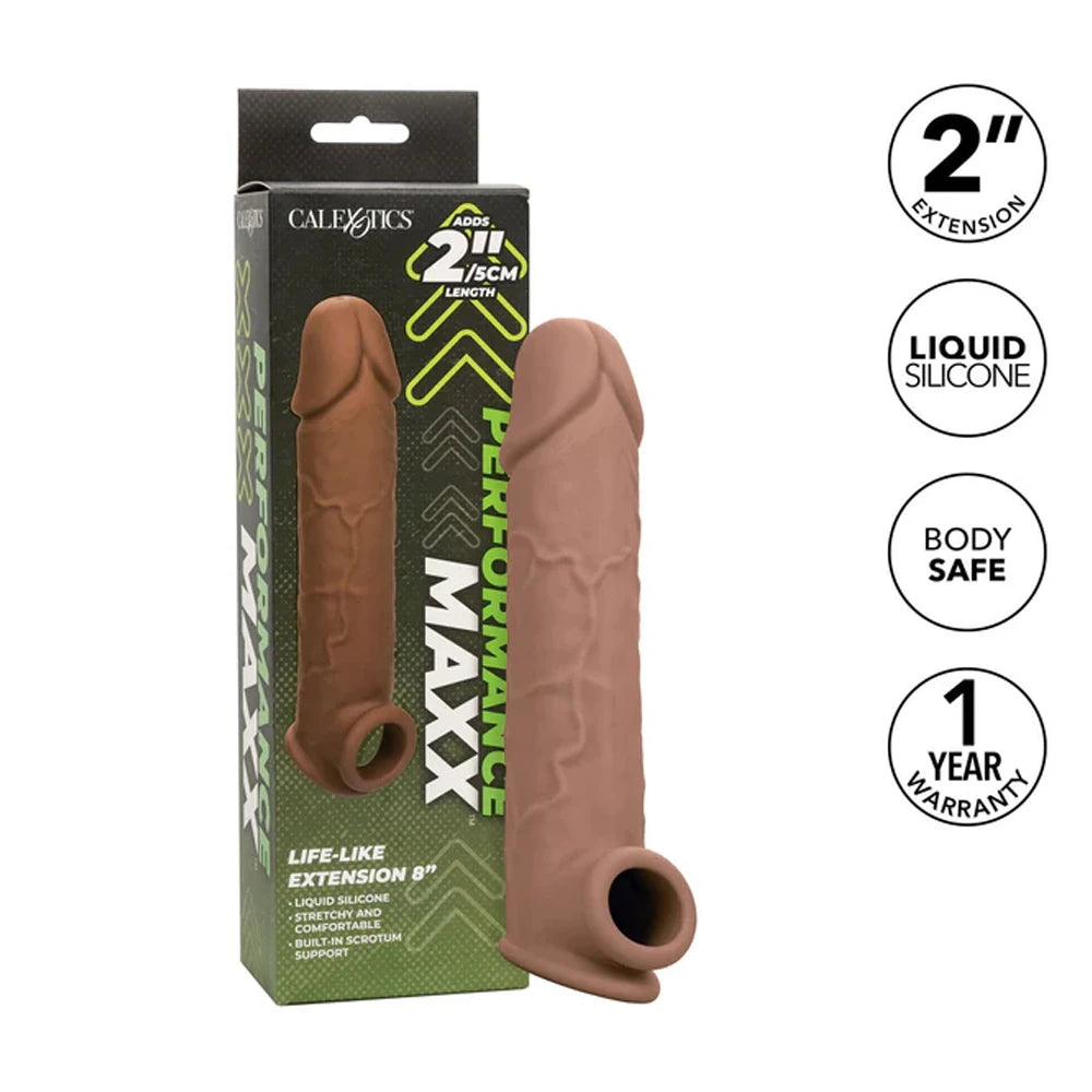 Calexotics Life-Like Extension 5 Cm Uzatmalı Et Dokulu Realistik Penis Kılıfı-Brown