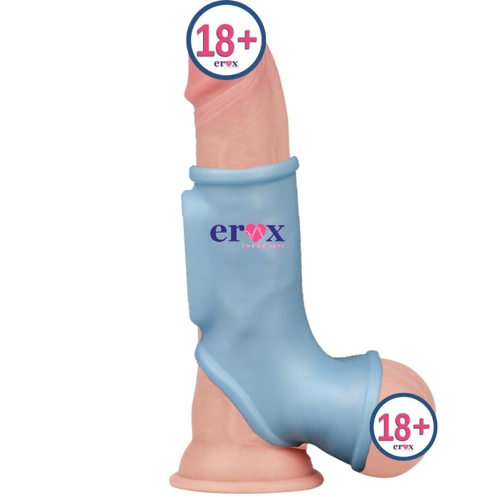 Lovetoy Silk Knights Ring Blue Testis Geçirmeli Titreşimli Yarım Penis Kılıfı