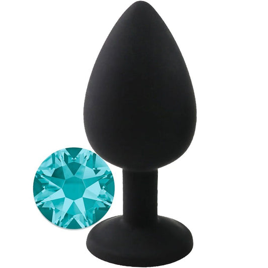 Erox Safe Body Black Silicone Medium Mavi Taşlı Anal Plug