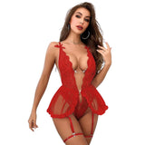 Erox The Fantasy Wear Teddy Lingerie Deep Jartiyer Takım