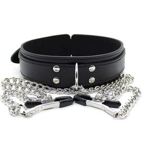 Erox Fetish Fantasy Series Collar With Nipple Clamps Zincirli Göğüs Klipsi