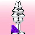 Erox The Anal Play Silver Ribbed Mor Taşlı Boğumlu Metal Anal Plug-Large