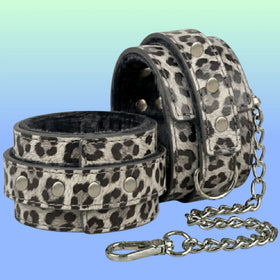 Erox Fetish Love Game Leather Hand Cuffs Deri Kelepçe-Leopar