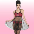 Erox Night Wear Kısa Tül Jartiyerli Ince Askılı Tül Kadın Jartiyetli Gecelik