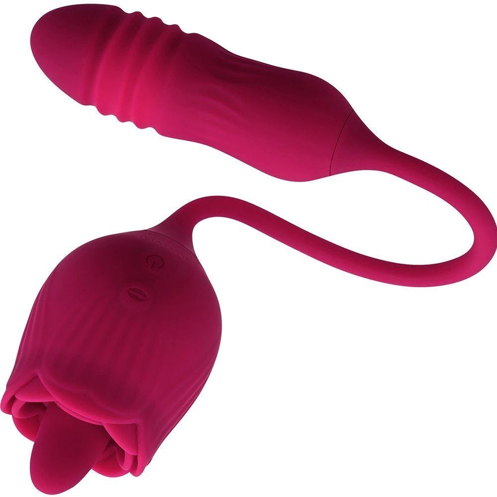 Erox Tongue Rose Dil ve İleri Geri Hareketli Gül Vibratör