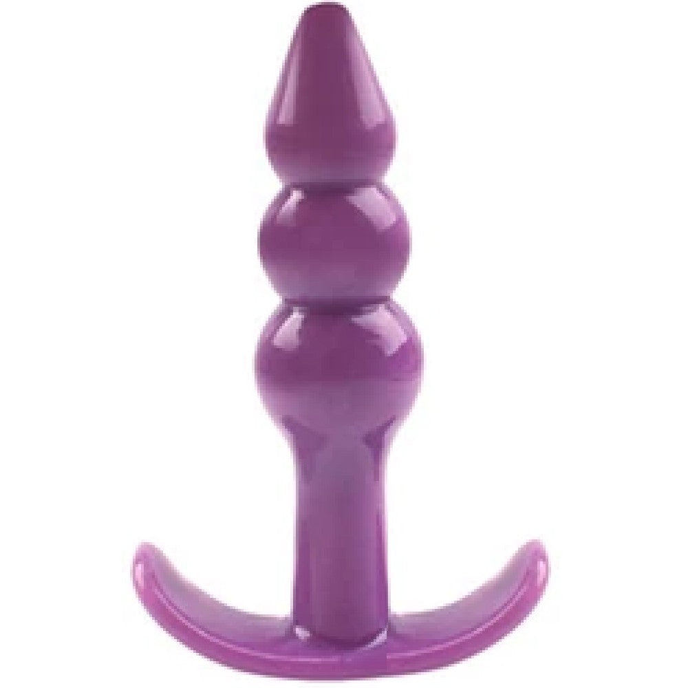 Erox Anal Fantasy Ribbled Silicone Jelly Butt Plug Anal Alıştırıcı-Purple