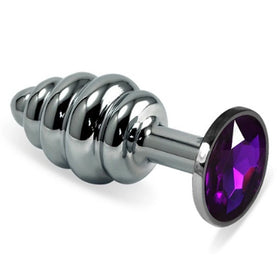 Erox Silver Small Mor Taşlı Boğumlu Anal Alıştırıcı Metal Plug