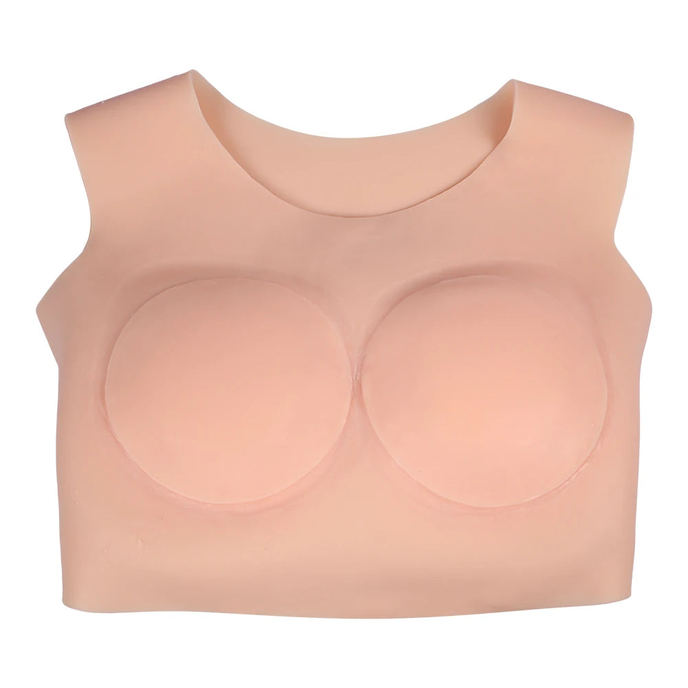 Bodysuit Crossdresser Brown Askılı Giyilebilir Silikon Göğüs XL Beden