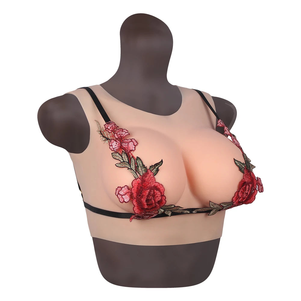 Bodysuit Crossdresser Brown Askılı Giyilebilir Silikon Göğüs XL Beden