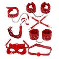 The Fetish 7 Pcs Policarbon Deri Fetiş Set-Kırmızı