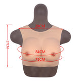 Bodysuit Crossdresser Brown Askılı Giyilebilir Silikon Göğüs M Beden