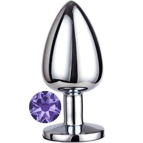 Erox Anal Fantasy Luxury Diamond Purple Taşlı Metal Anal Plug - Medium