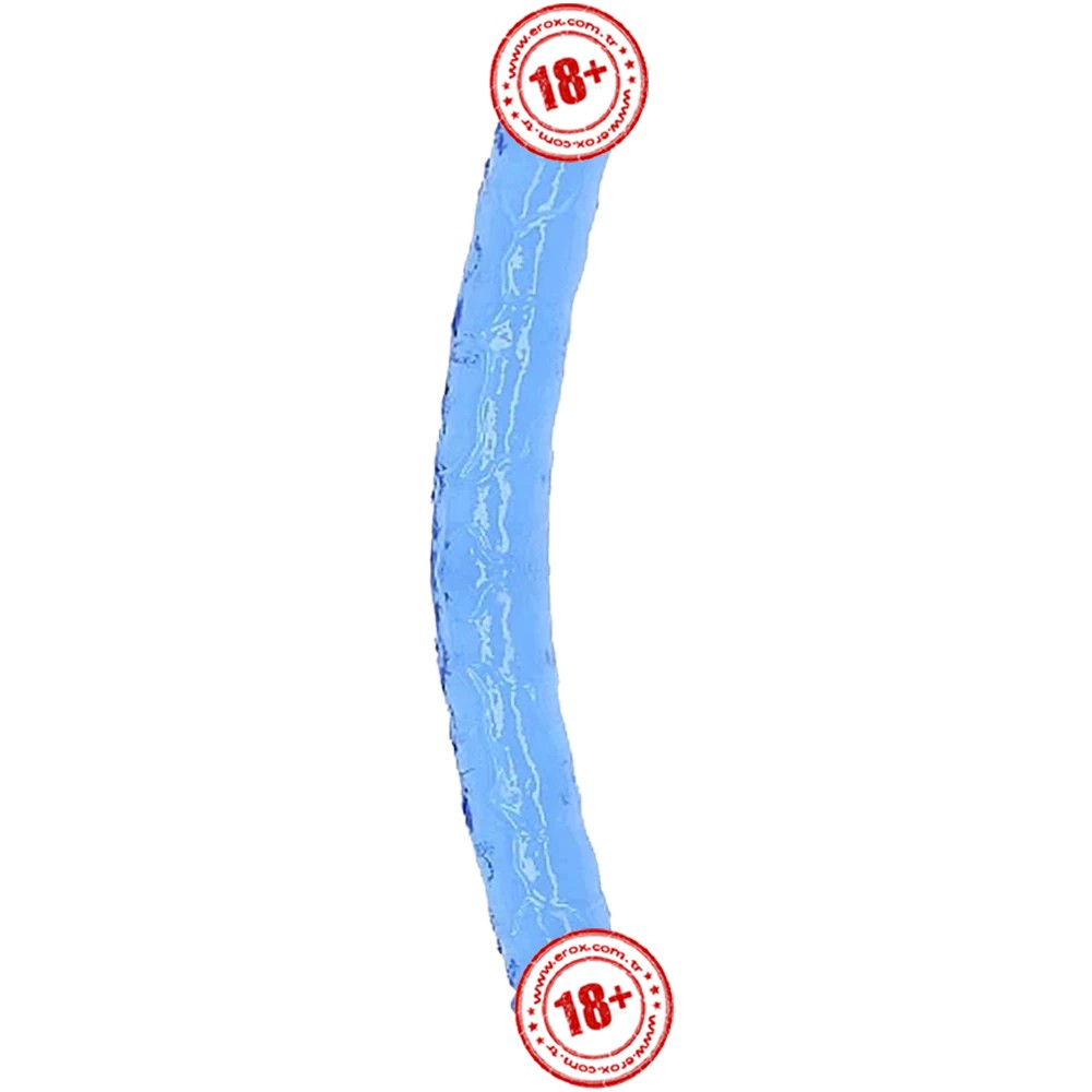 Erox Double Ended Jelly Dildo 30 cm Çift Taraflı Jel Penis-Blue