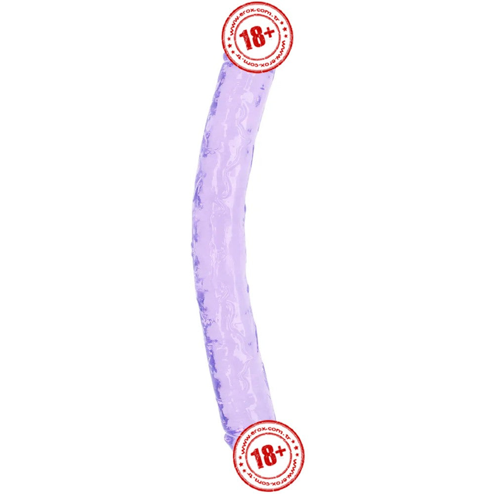 Erox Double Ended Jelly Dildo 30 cm Çift Taraflı Jel Penis-Purple