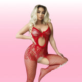Erox She Shein Fantasy Wear Seksi Vücut Çorabı-Kırmızı