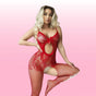 Erox She Shein Fantasy Wear Seksi Vücut Çorabı-Kırmızı