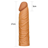 Lovetoy Pleasure X-Tender 3 cm Dolgulu Damarlı Melez Realistik Penis Kılıfı