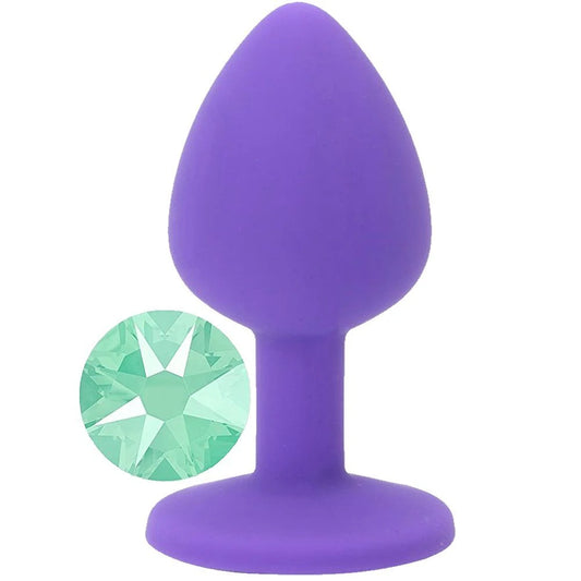 Erox Safe Body Purple Silicone Küçük Yeşil Taşlı Silikon Anal Plug
