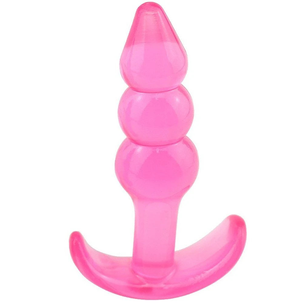 Erox Anal Fantasy Ribbled Silicone Jelly Butt Plug Anal Alıştırıcı-Pink