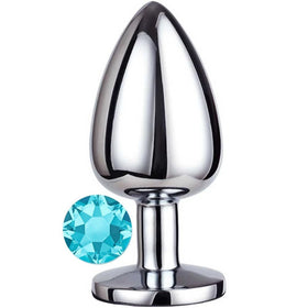 Erox Anal Fantasy Luxury Diamond Blue Taşlı Metal Anal Plug - Medium