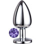 Erox Luxury Silver Mor Taşlı Büyük Metal Anal Plug