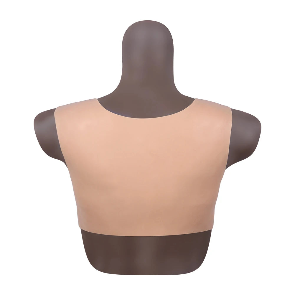 Bodysuit Crossdresser Brown Askılı Giyilebilir Silikon Göğüs L Beden