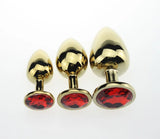 Erox Gold Medium Kırmızı Kristal Taşlı Metal Anal Plug