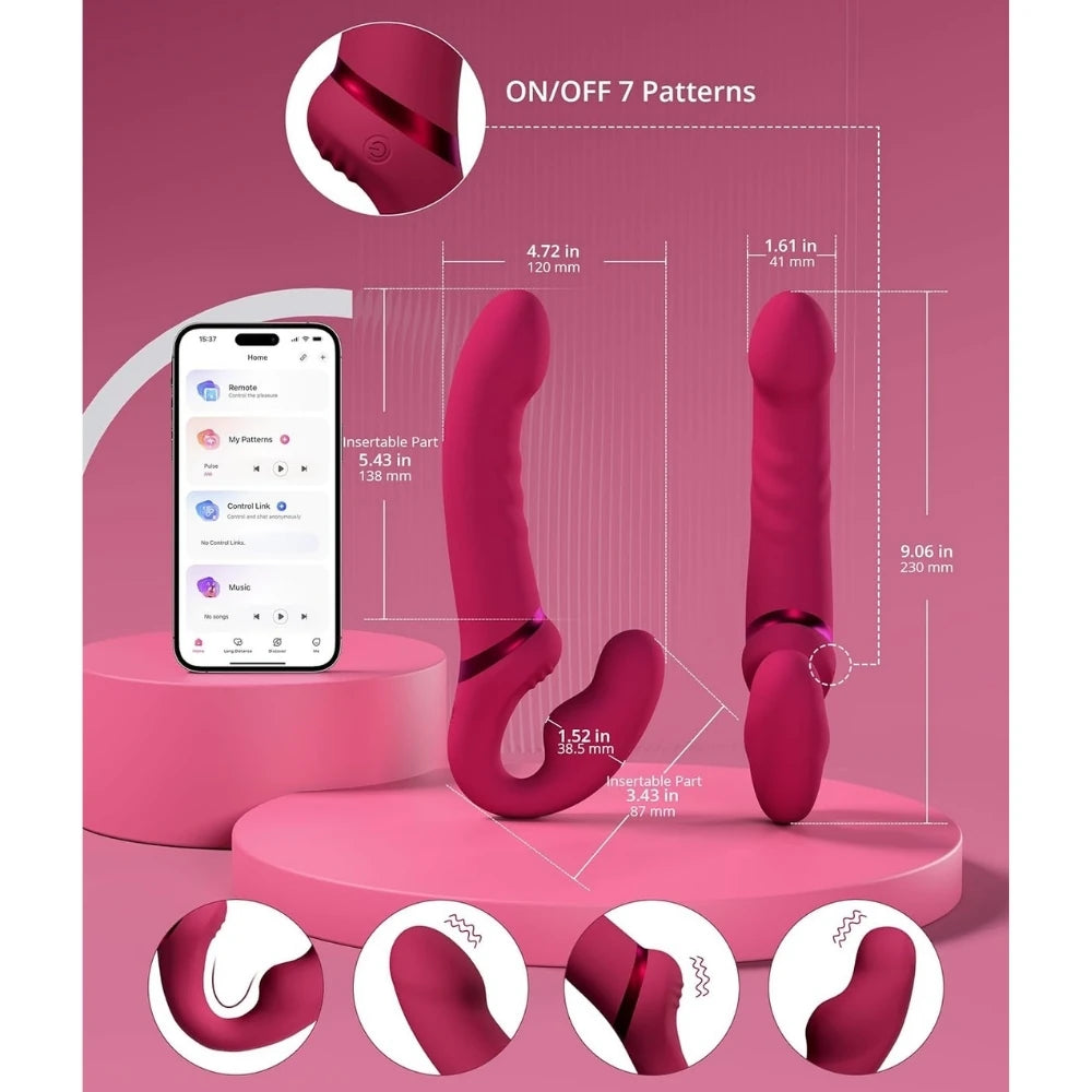 Lovense Lapis Telefon Kontrollü Titreşimli Strapless Strapon Dildo