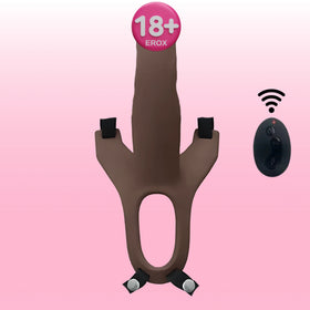 Aphrodisia Hollow Strap-On Flesh 17 Cm İçi Boş Titreşimli Kemerli Penis-Brown