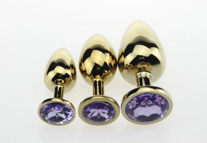 Erox Gold Medium Mor Kristal Taşlı Metal Anal Plug