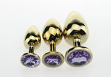 Erox Gold Medium Mor Kristal Taşlı Metal Anal Plug